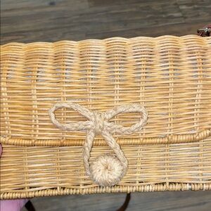 Wicker Rattan Crossbody Bag with linen lining.
